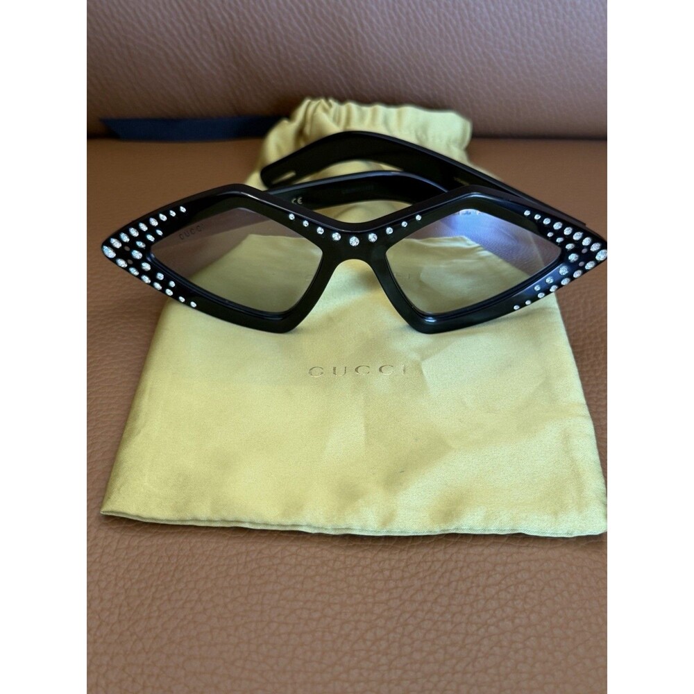 GUCCI GG0496S Hollywood Black Crystal Diamond Fashion Retro Sunglasses 004